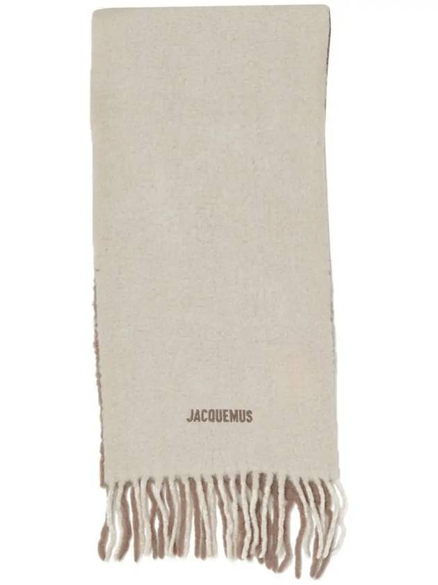 L'echarpe Moisson Embroidered Logo Alpaca Wool Muffler Beige - JACQUEMUS - BALAAN 3