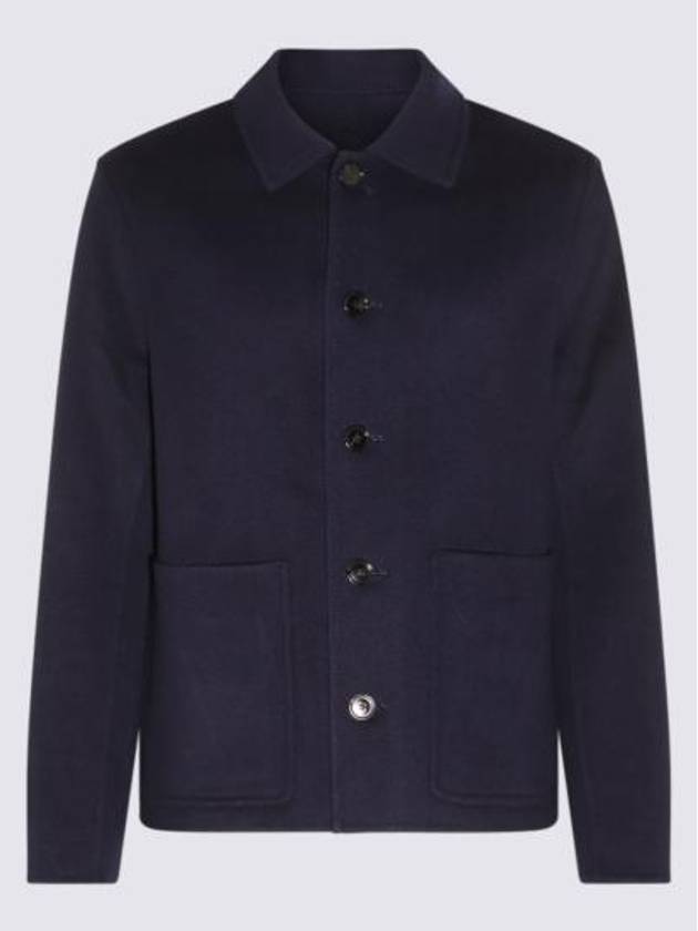 Pocket Patch Wool Blend Jacket Navy - AMI - BALAAN 3