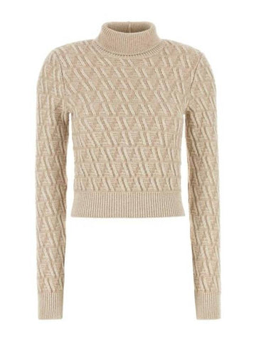 Turtleneck Knit Top Beige - FENDI - BALAAN 1