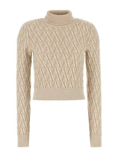 Turtleneck Knit Top Beige - FENDI - BALAAN 1