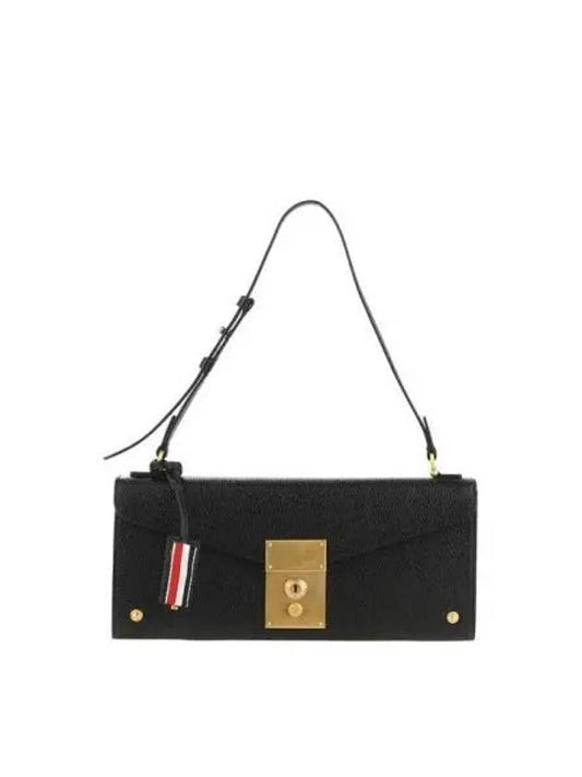 Women’s Baguette Pebble Grain Leather Shoulder Bag Black - THOM BROWNE - BALAAN 2