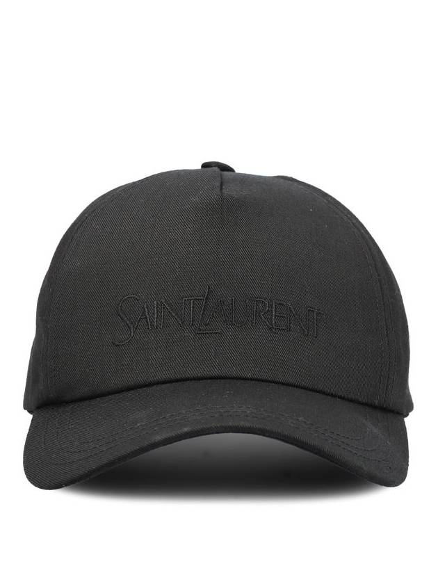 Embroidered Logo Gabardine Weave Cotton Ball Cap Black - SAINT LAURENT - BALAAN 3