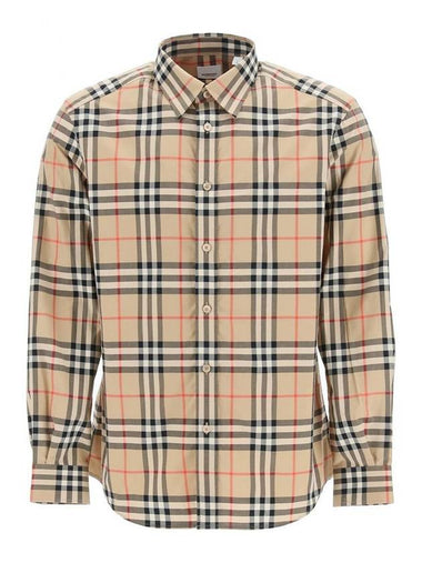 Check Cotton Poplin Shirt Archive Beige - BURBERRY - BALAAN 1