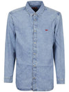 Embroidered Logo Denim Long Sleeve Shirt Light Blue - DIESEL - BALAAN 2