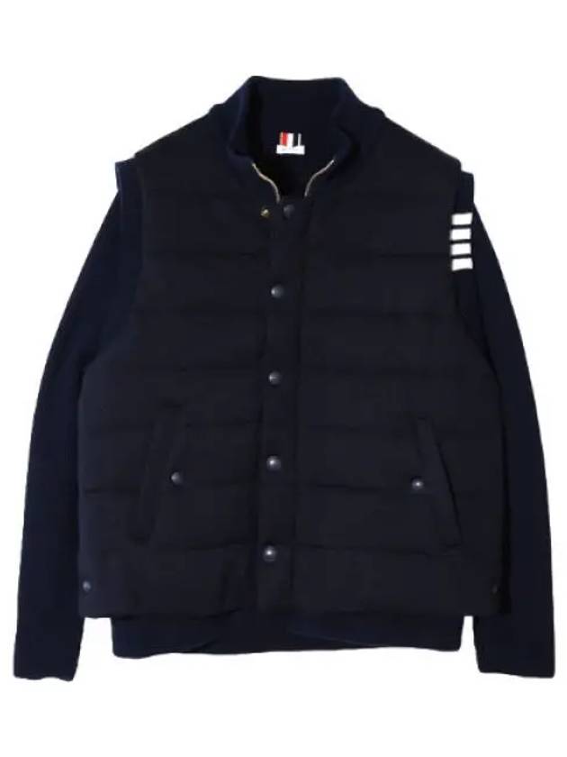 Merino and Jersey Padded Reversible Bar Funnel Neck Jacket Men s - THOM BROWNE - BALAAN 1