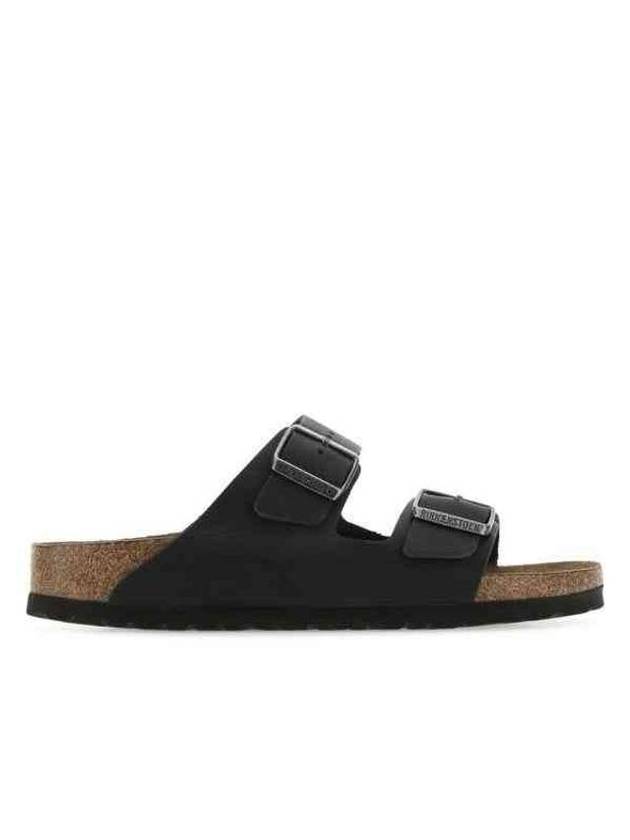 Arizona Soft Footbed Oiled Leather Narrow Slippers Black - BIRKENSTOCK - BALAAN 1