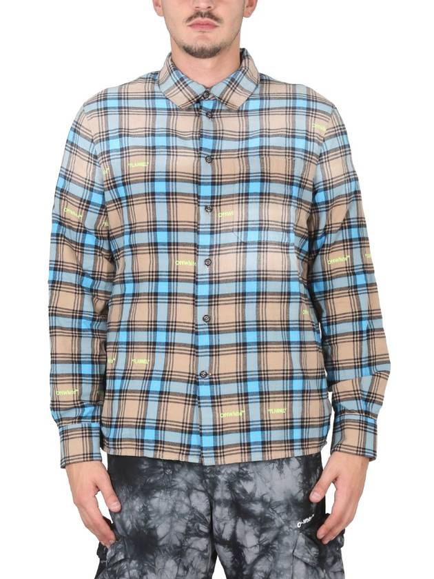 Men's Check Print Long Sleeve Shirt - OFF WHITE - BALAAN 2