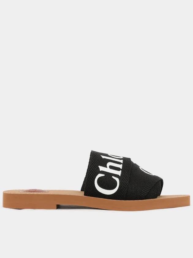 Woody Logo Flat Mule Slippers Black - CHLOE - BALAAN 3