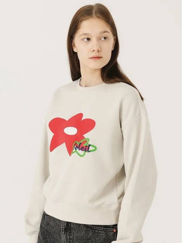 Soleil Doodle Flower Sweatshirt Greige - LE SOLEIL MATINEE - BALAAN 4