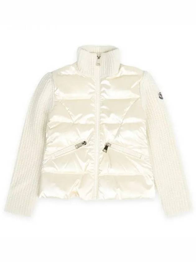 Kids High Neck Knit Mix Zip up Padded Jacket Ivory 9B00011 M1241 034 8 10A 1217291 - MONCLER - BALAAN 1