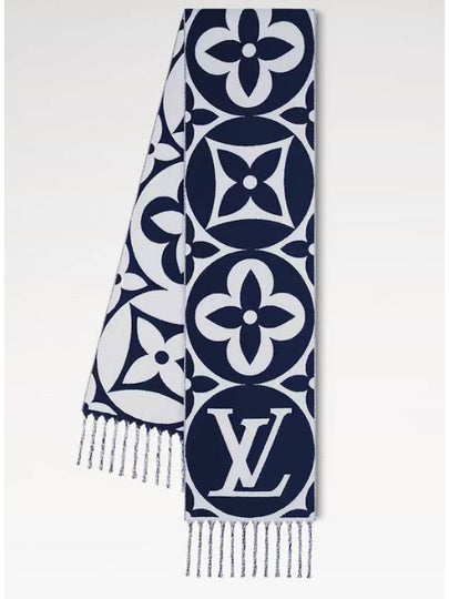 LV Medallion Scarf S00 Blue Marine M94850 - LOUIS VUITTON - BALAAN 2