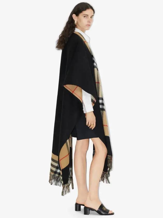 Vintage Check Pattern Wool Cashmere Cape Black - BURBERRY - BALAAN 5