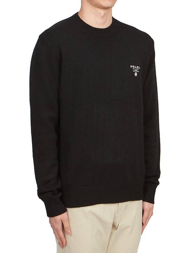 Embroidered Logo Cashmere Knit Top Black - PRADA - BALAAN 4