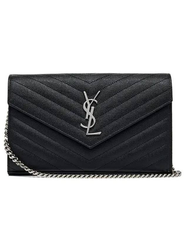 Cassandre Matelasse Chain Cross Bag In Grain de Poudre Embossed Leather Black - SAINT LAURENT - BALAAN 3