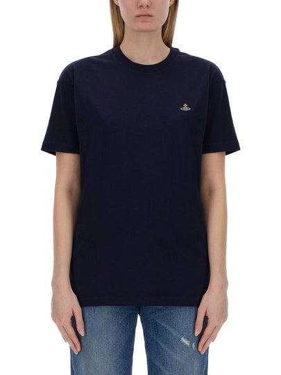 ORB Logo Cotton Short Sleeve T-Shirt Navy - VIVIENNE WESTWOOD - BALAAN 2