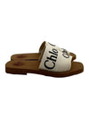 Woody Logo Flat Mule Slippers White - CHLOE - BALAAN 3