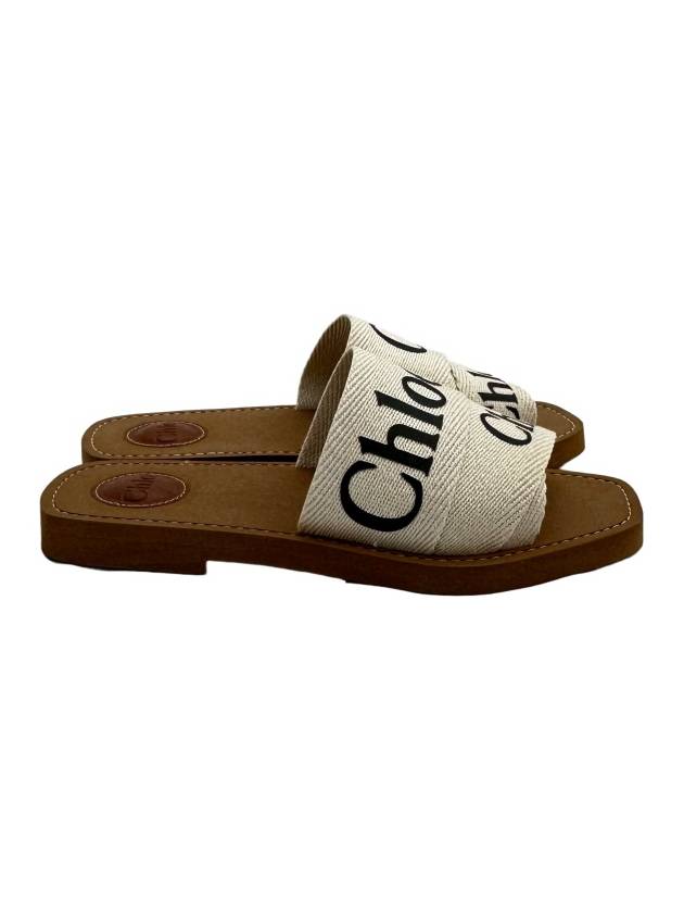 Woody Logo Flat Mule Slippers White - CHLOE - BALAAN 3