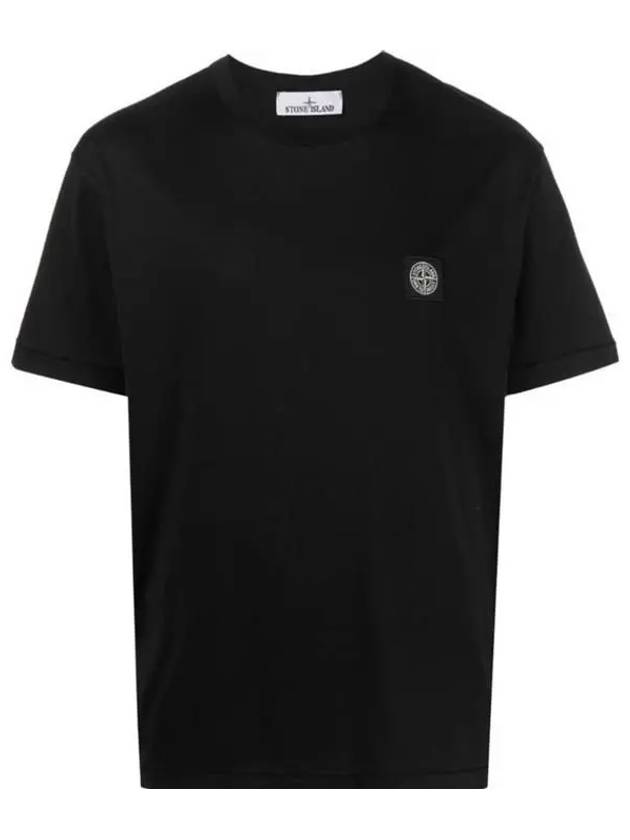 Slimfit Cotton Jersey Short Sleeve T-shirt Black - STONE ISLAND - BALAAN 2