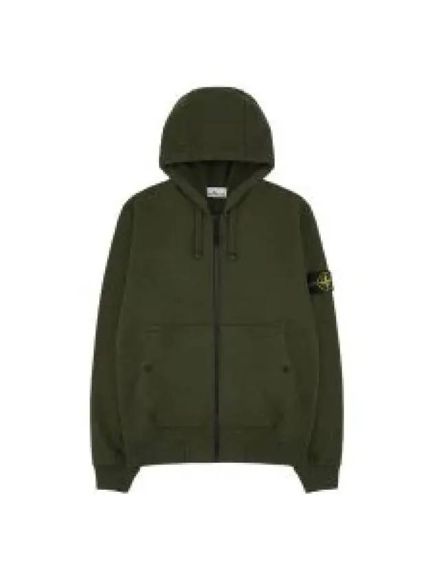 Wappen Patch Cotton Zip Up Hoodie Olive - STONE ISLAND - BALAAN 2