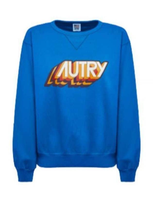 Aerobics Logo Print Cotton Sweatshirt Blue - AUTRY - BALAAN 2