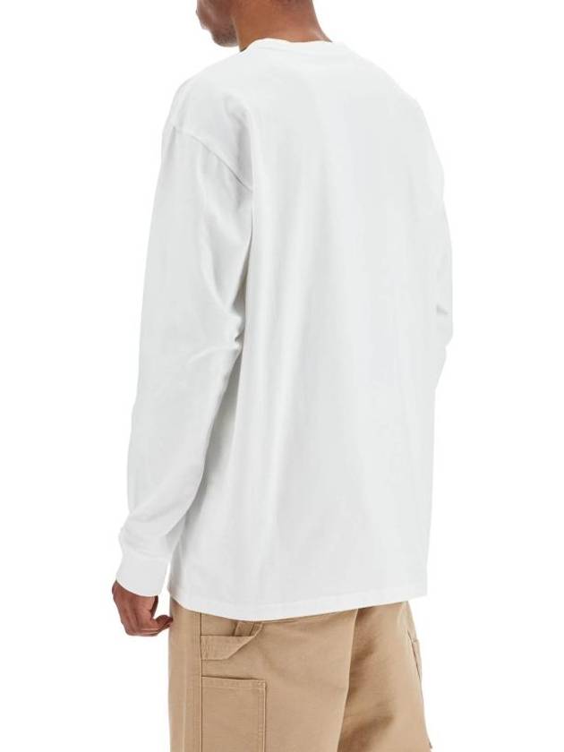 Men's Chase Mini Embroid Logo Long Sleeve T-Shirt White - CARHARTT WIP - BALAAN 4