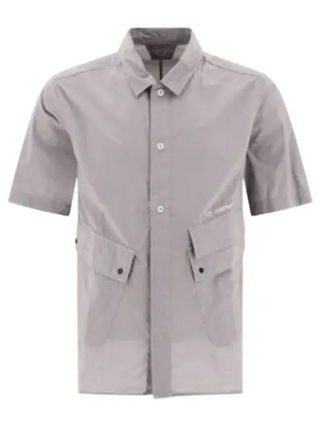 Cotton Popeline Pocket Short Sleeve Shirt Grey - CP COMPANY - BALAAN 2