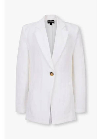 Women s Ribbon Panel One Button Jacket White - EMPORIO ARMANI - BALAAN 1