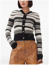 Logo Stripe Wool Cardigan Black - GANNI - BALAAN 6