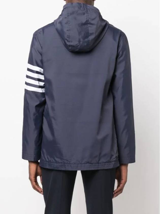 Diagonal Armband Solid Swim Tech Hooded Jacket Navy - THOM BROWNE - BALAAN 8