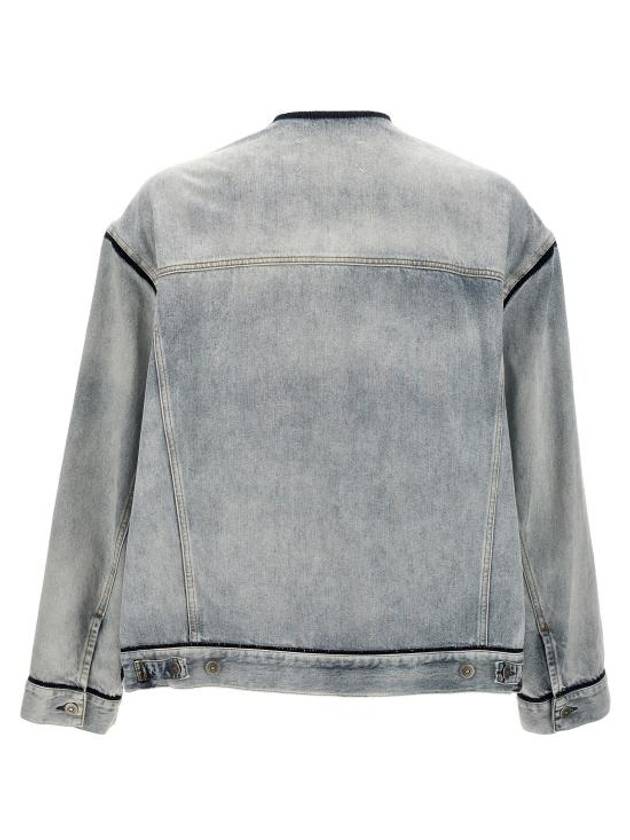 Stitched Logo Contrast Border Cotton Denim Jacket Blue - MAISON MARGIELA - BALAAN 3