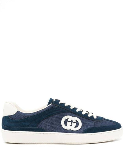 Interlocking G Suede Low-Top Sneakers Blue - GUCCI - BALAAN 2