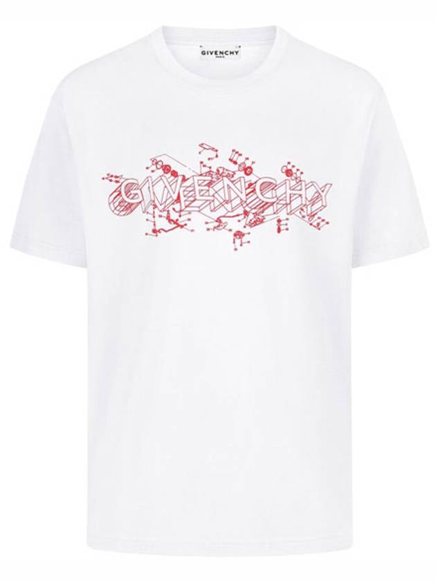 Logo Schematics Print Short Sleeve T-Shirt White - GIVENCHY - BALAAN 2