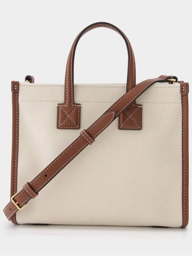 Mini Two-Tone Canvas and Leather Freya Tote Bag Natural Tan - BURBERRY - BALAAN 4