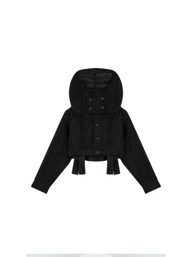 FEMME hooded short eyelet jacket black - YOHJI YAMAMOTO - BALAAN 1