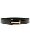 Logo Buckle Leather Belt Brown - TOM FORD - BALAAN 2