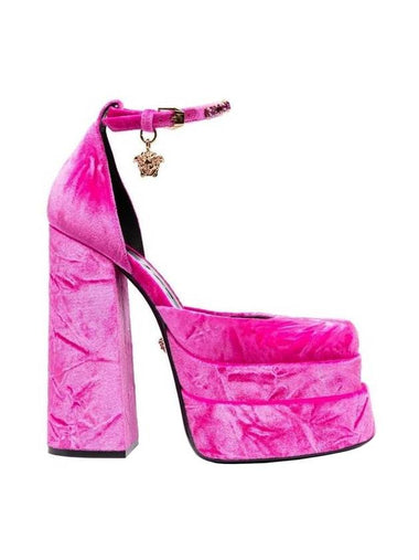 Women's Medusa Ivitas Velvet Pumps Heels Pink - VERSACE - BALAAN 1