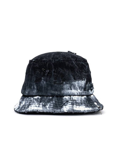 BBD Smoke Painted Custom Denim Bucket Hat Black - BLACKBLOND - BALAAN 1