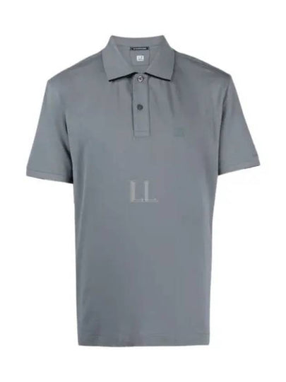 Men's Logo Patch Short Sleeve Polo Shirt Grey - CP COMPANY - BALAAN 2