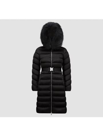 1C00045 59685 999 LEERSIE Fur Hood Buckle Black Long Down Padding - MONCLER - BALAAN 1