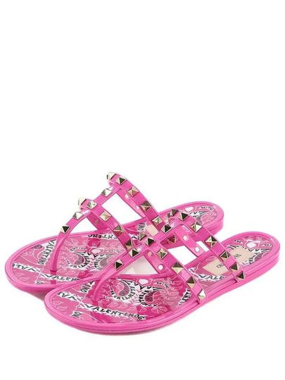 Women's Rockstud Flip Flops Pink - VALENTINO - BALAAN 2