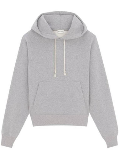 Cassandre Organic Cotton Hoodie Grey - SAINT LAURENT - BALAAN 1