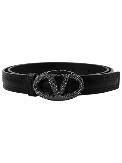 Garavani V Logo Signature Leather Belt Black - VALENTINO - BALAAN 2