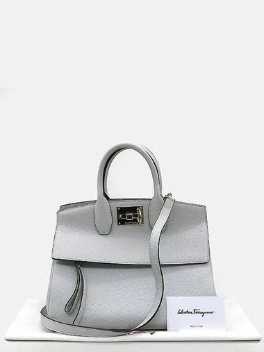 Ferragamo 21 H159 White Color Leather Gold Metal Rock Studio Tote Bag Shoulder Strap 2WAY - SALVATORE FERRAGAMO - BALAAN 1