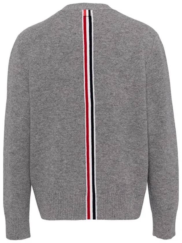 Brushed Effect Virgin Wool Cardigan Grey - THOM BROWNE - BALAAN 4