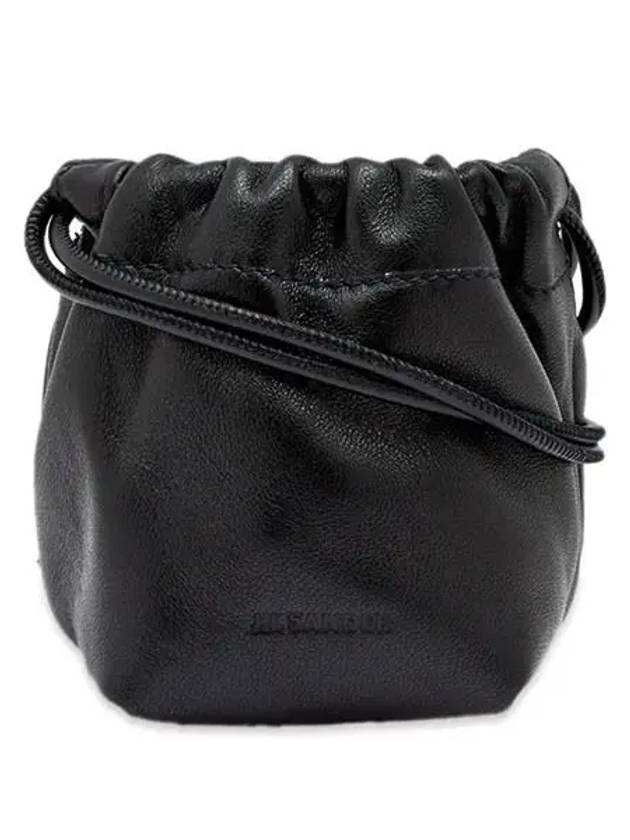 Dumpling Mini Drawstring Lambskin Leather Cross Bag Black - JIL SANDER - BALAAN 2