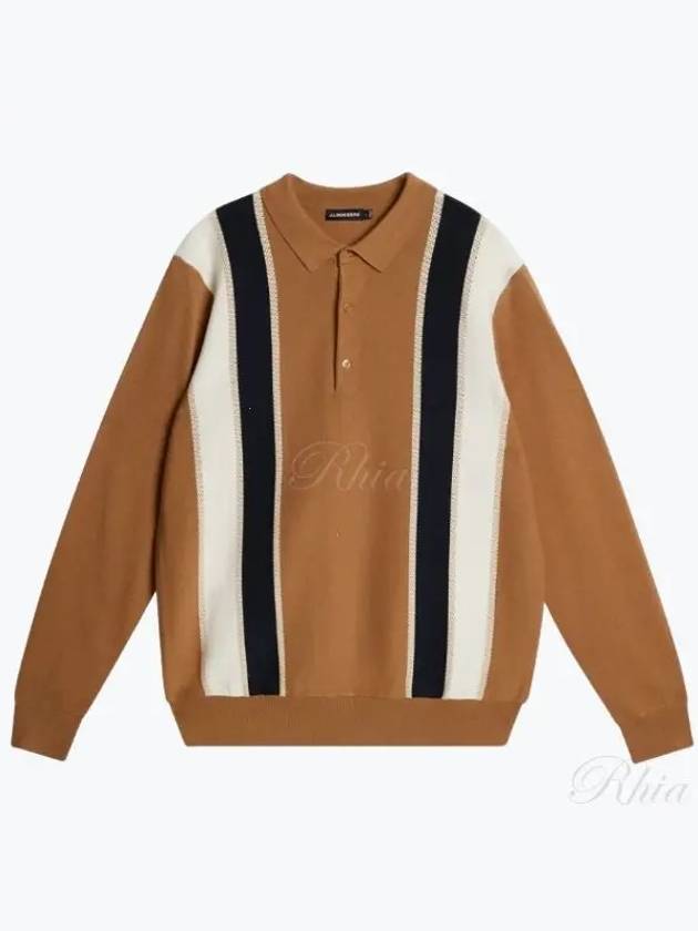 Men's Heden Striped Knit PK Shirt Chipmunk - J.LINDEBERG - BALAAN 2