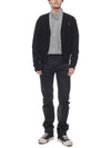 Red Heart Logo Merino Wool Cardigan Black - AMI - BALAAN 4