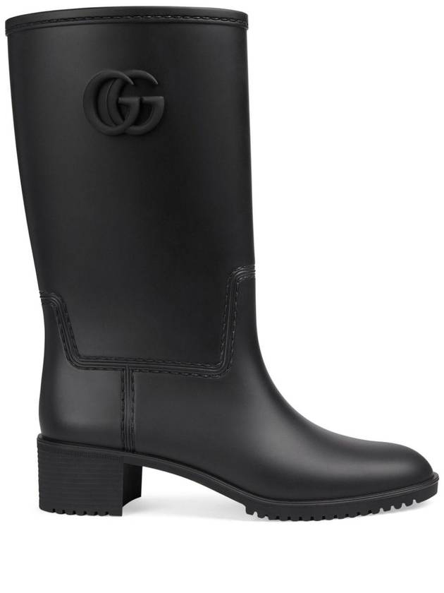 Double G Logo Rubber Rain Boots Black B0710979218 - GUCCI - BALAAN 1