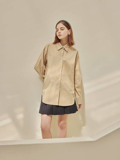 Women's Ally Collar Basic Shirt Beige - ARIFF - BALAAN 2