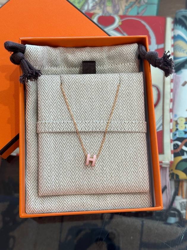 Mini Pop H Pendant Necklace Rose Gold - HERMES - BALAAN 2